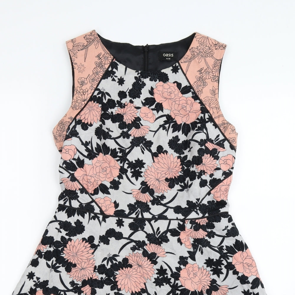 Oasis Womens Pink Floral  Fit & Flare  Size 10