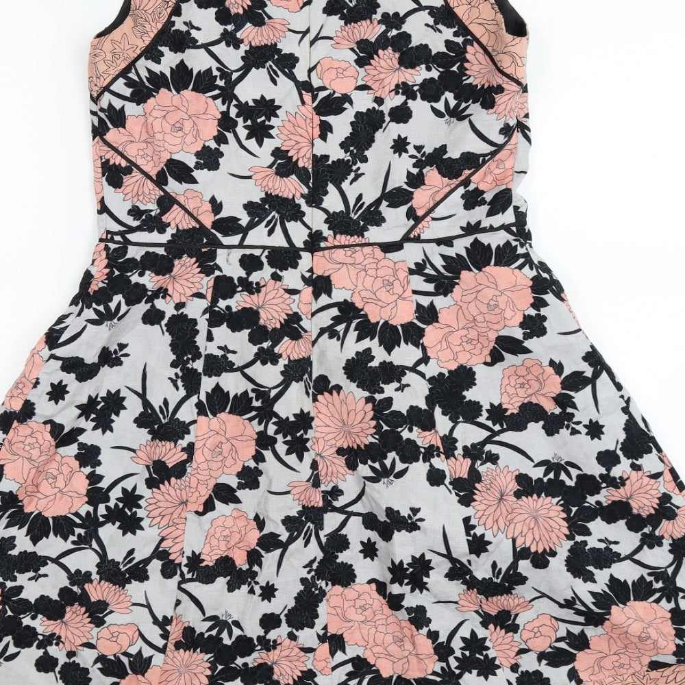 Oasis Womens Pink Floral  Fit & Flare  Size 10