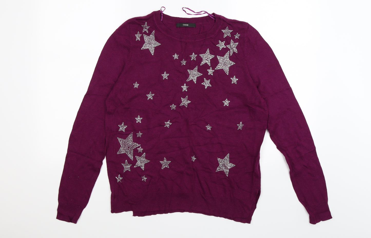 George Womens Purple  Knit  Jumper Size 14  - stars