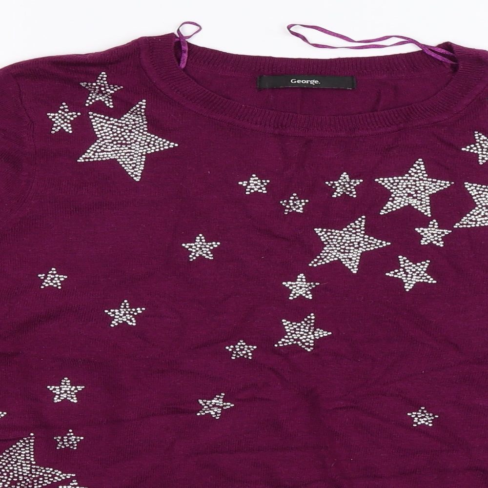 George Womens Purple  Knit  Jumper Size 14  - stars