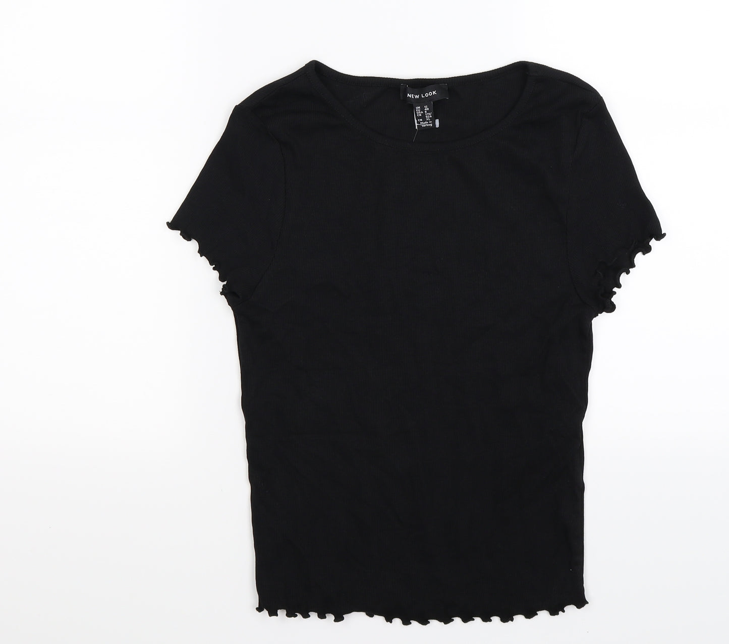 New Look Womens Black Striped Knit Basic T-Shirt Size 12