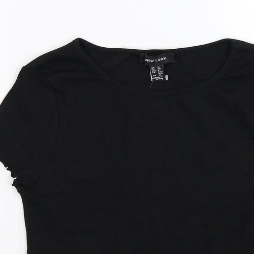 New Look Womens Black Striped Knit Basic T-Shirt Size 12