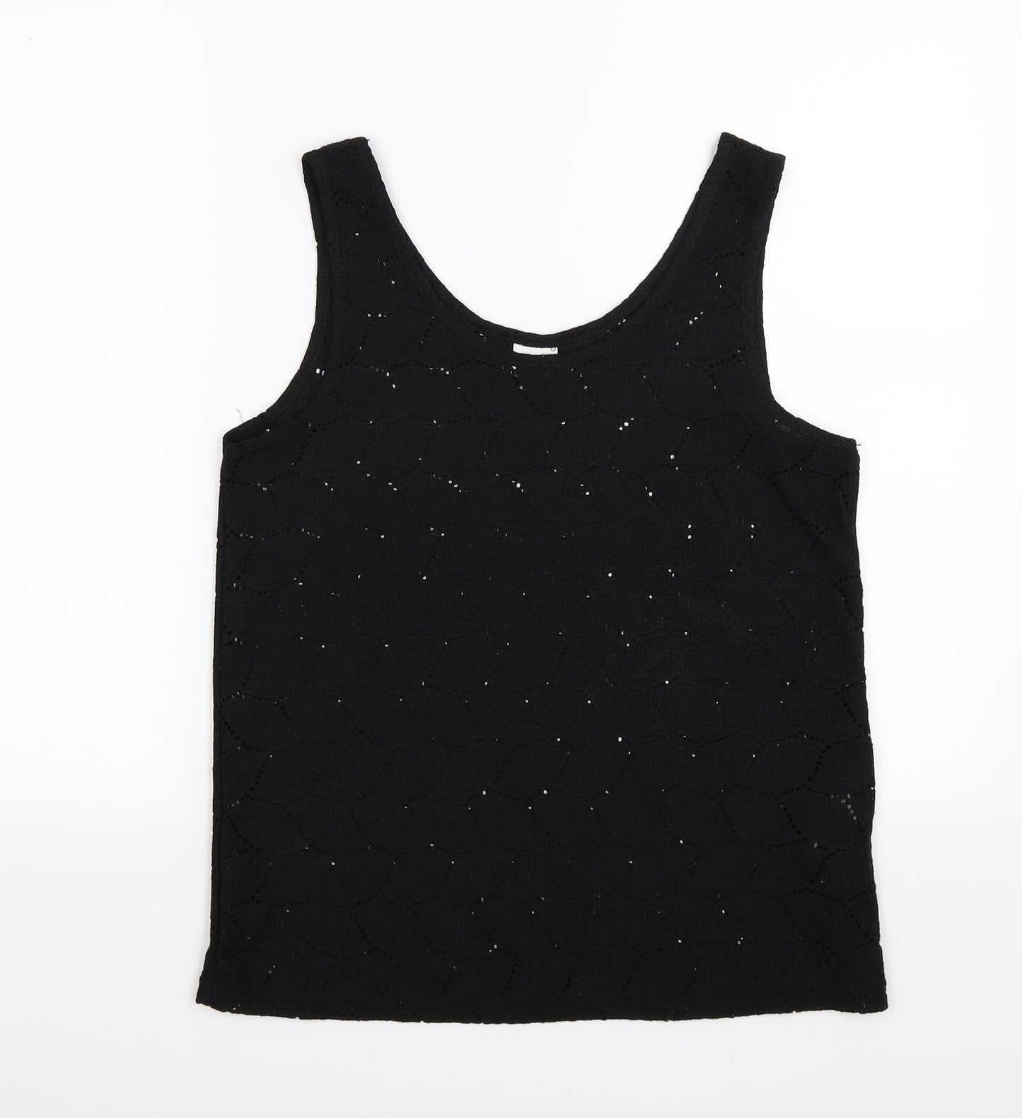 Jaqueline deYong Womens Black Floral Knit Basic Tank Size M