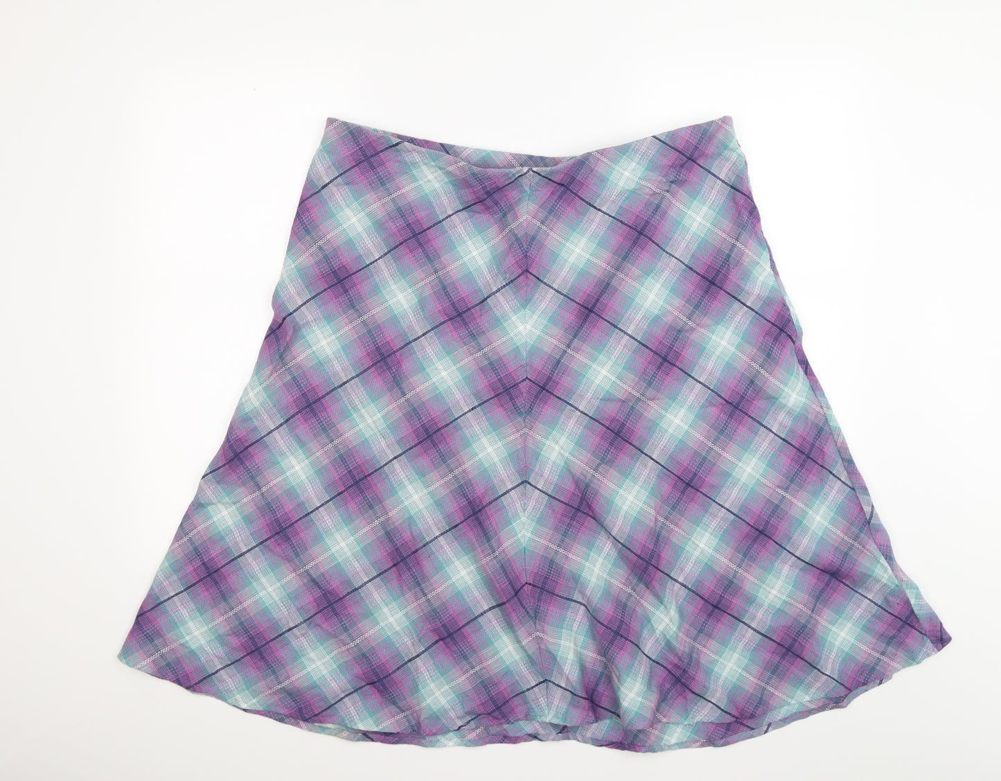 Marks and Spencer Womens Purple Check  Flare Skirt Size 18