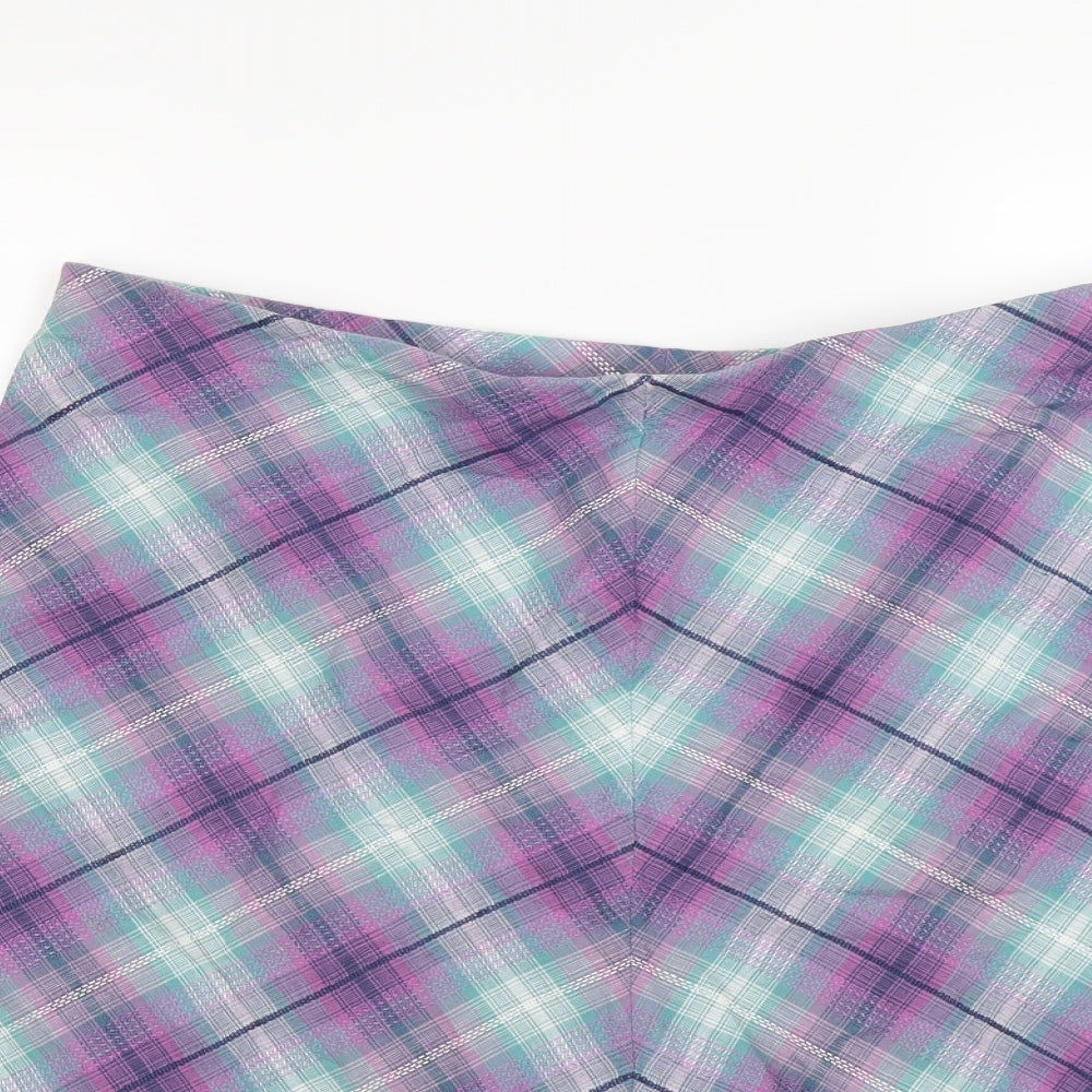 Marks and Spencer Womens Purple Check  Flare Skirt Size 18