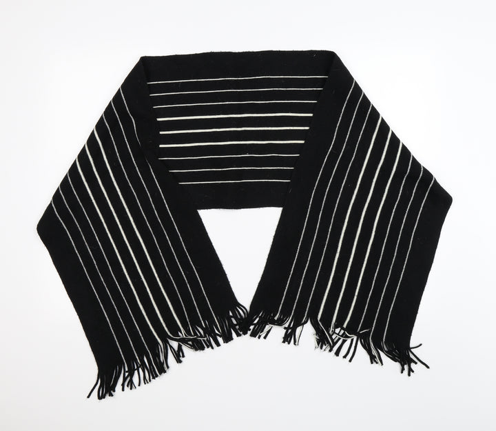 Preworn Mens Black Striped Knit Scarf One Size