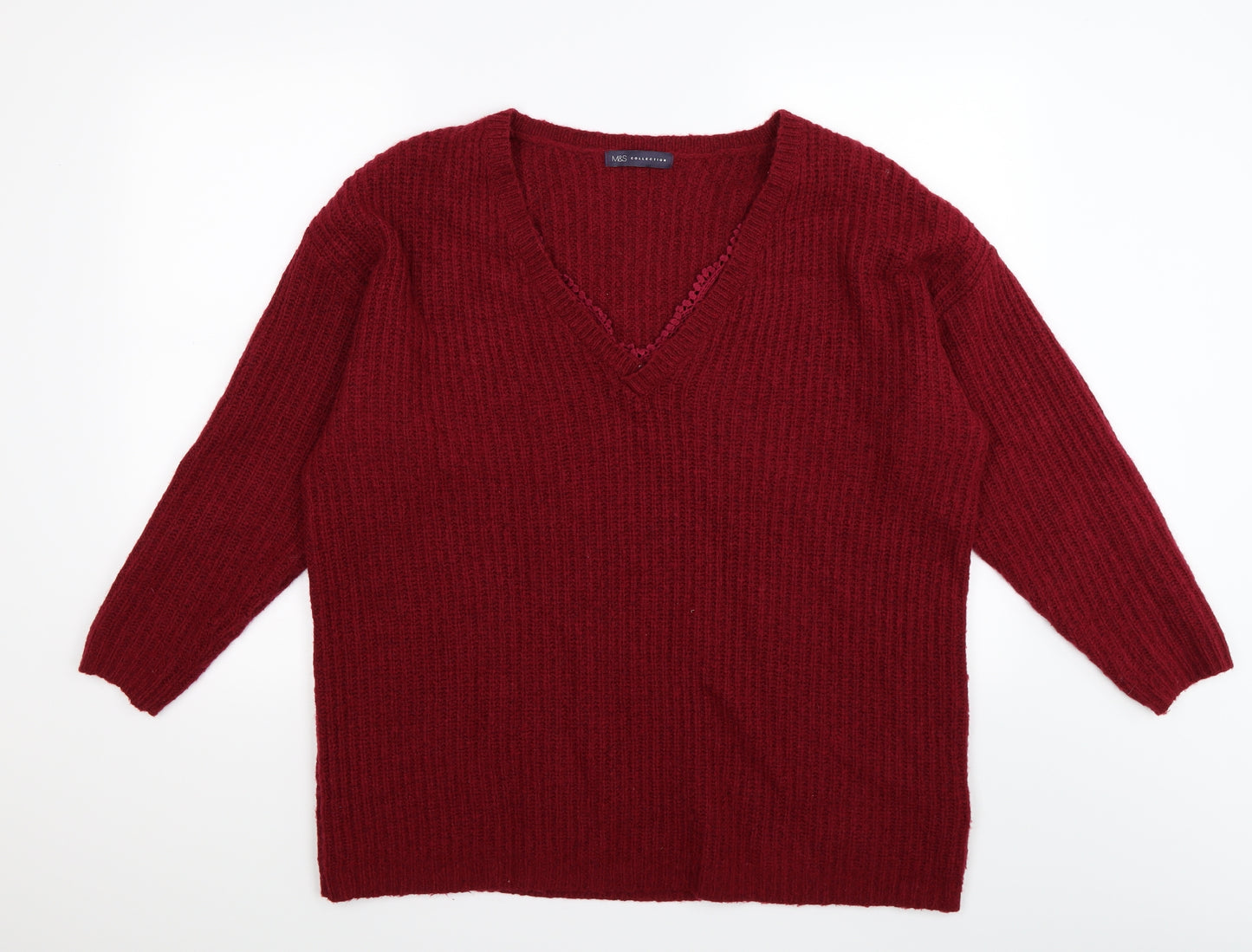 Marks and Spencer Womens Red  Knit Pullover Jumper Size 22