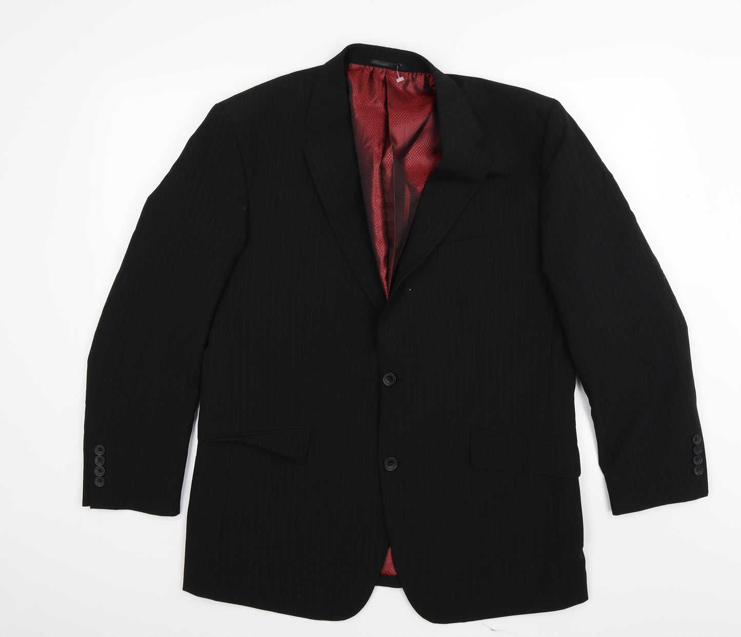 Preworn Mens Black Striped  Jacket Suit Jacket Size 42