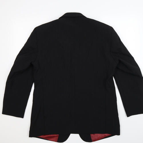 Preworn Mens Black Striped  Jacket Suit Jacket Size 42