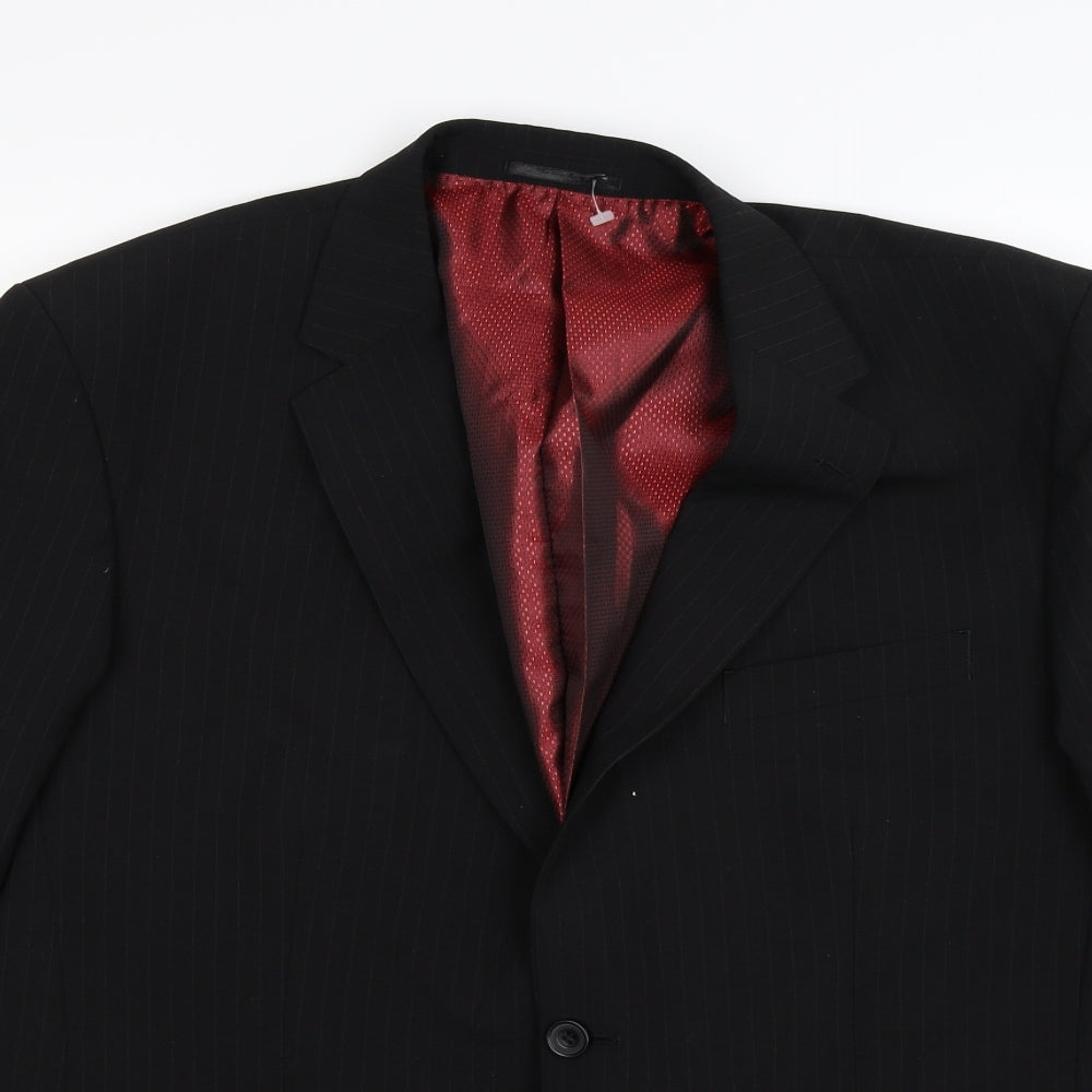 Preworn Mens Black Striped  Jacket Suit Jacket Size 42