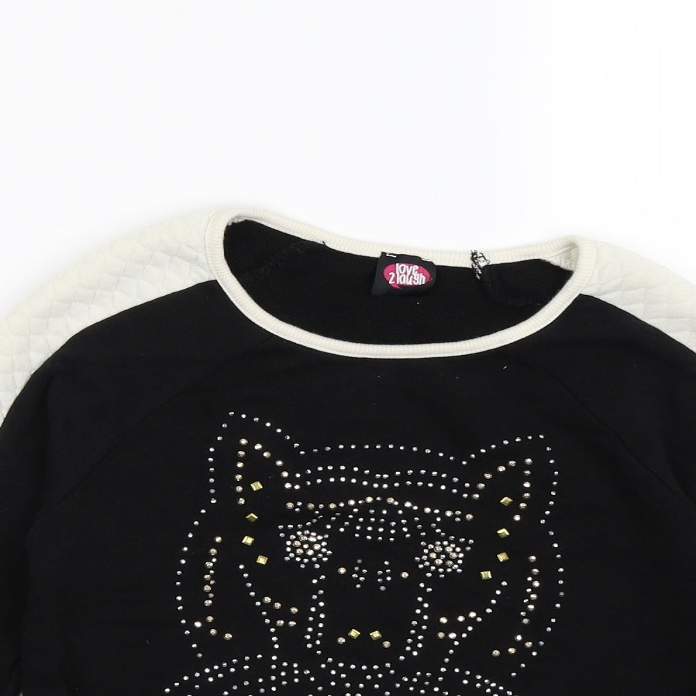 George Girls Black  Jersey Pullover Sweatshirt Size 9-10 Years  - LION