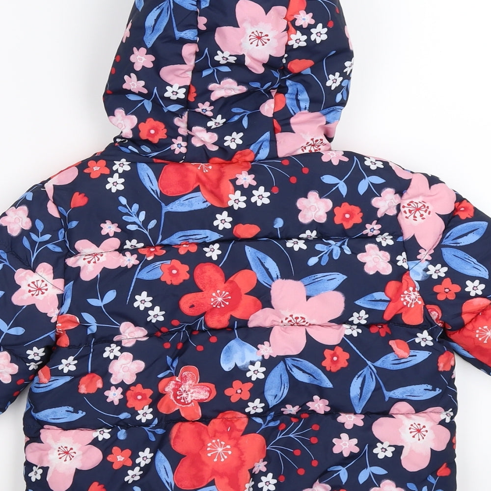 George Girls Blue Floral  Puffer Jacket Coat Size 4-5 Years