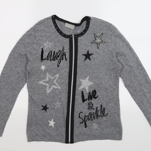 C&A Girls Grey  Knit Cardigan Jumper Size XL  - LAUGH LIVE SPARKLE