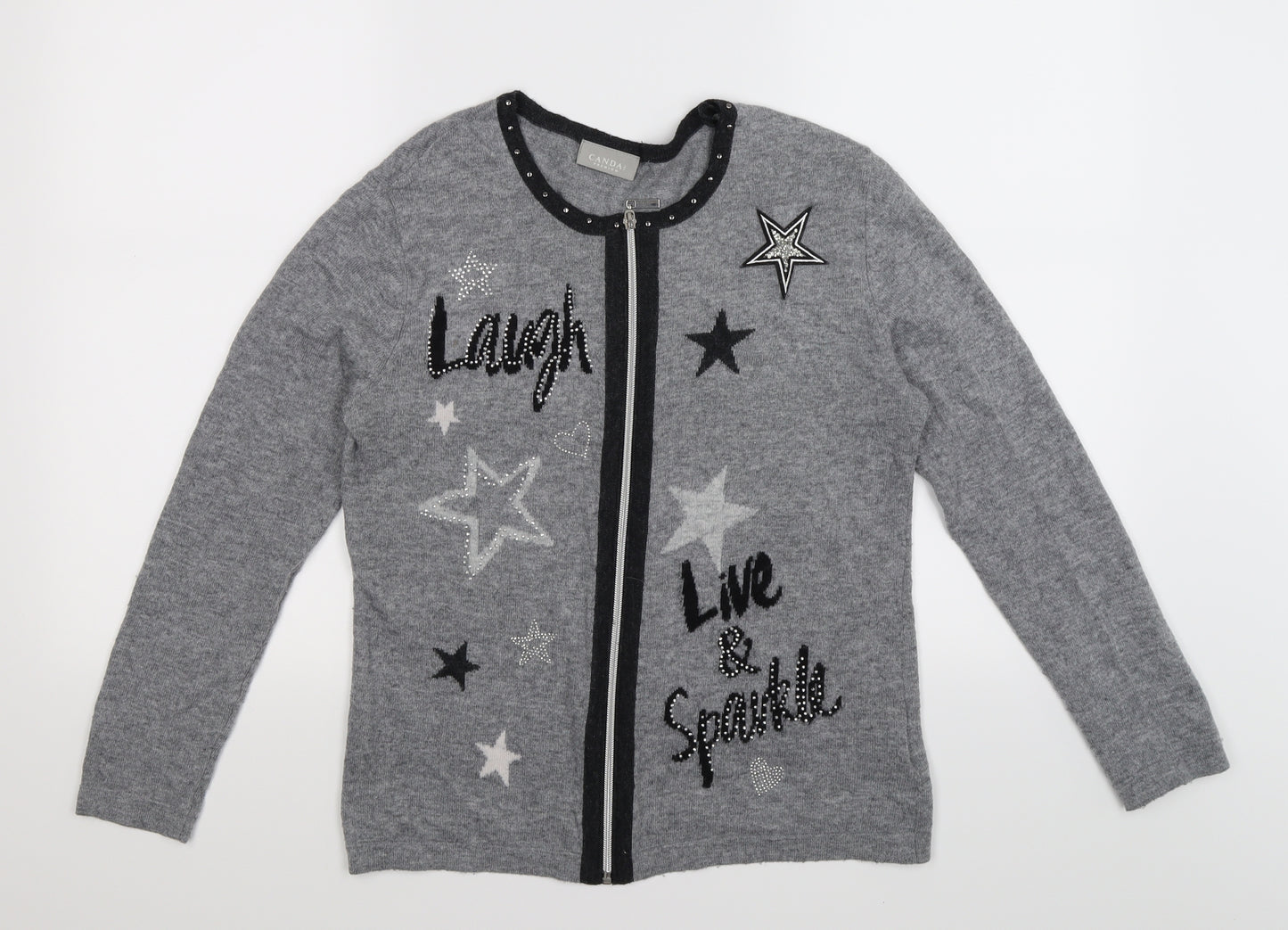 C&A Girls Grey  Knit Cardigan Jumper Size XL  - LAUGH LIVE SPARKLE