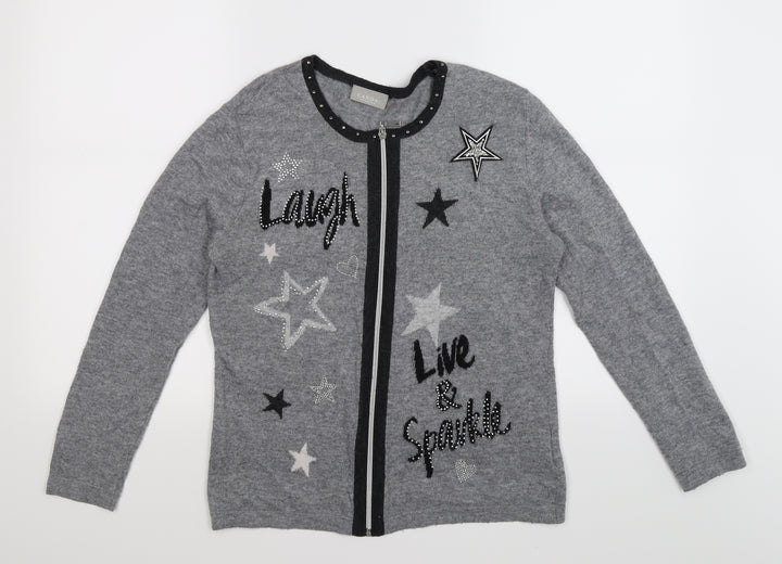C&A Girls Grey  Knit Cardigan Jumper Size XL  - LAUGH LIVE SPARKLE