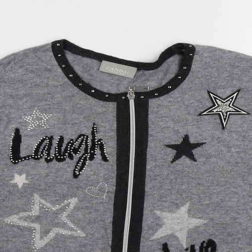 C&A Girls Grey  Knit Cardigan Jumper Size XL  - LAUGH LIVE SPARKLE