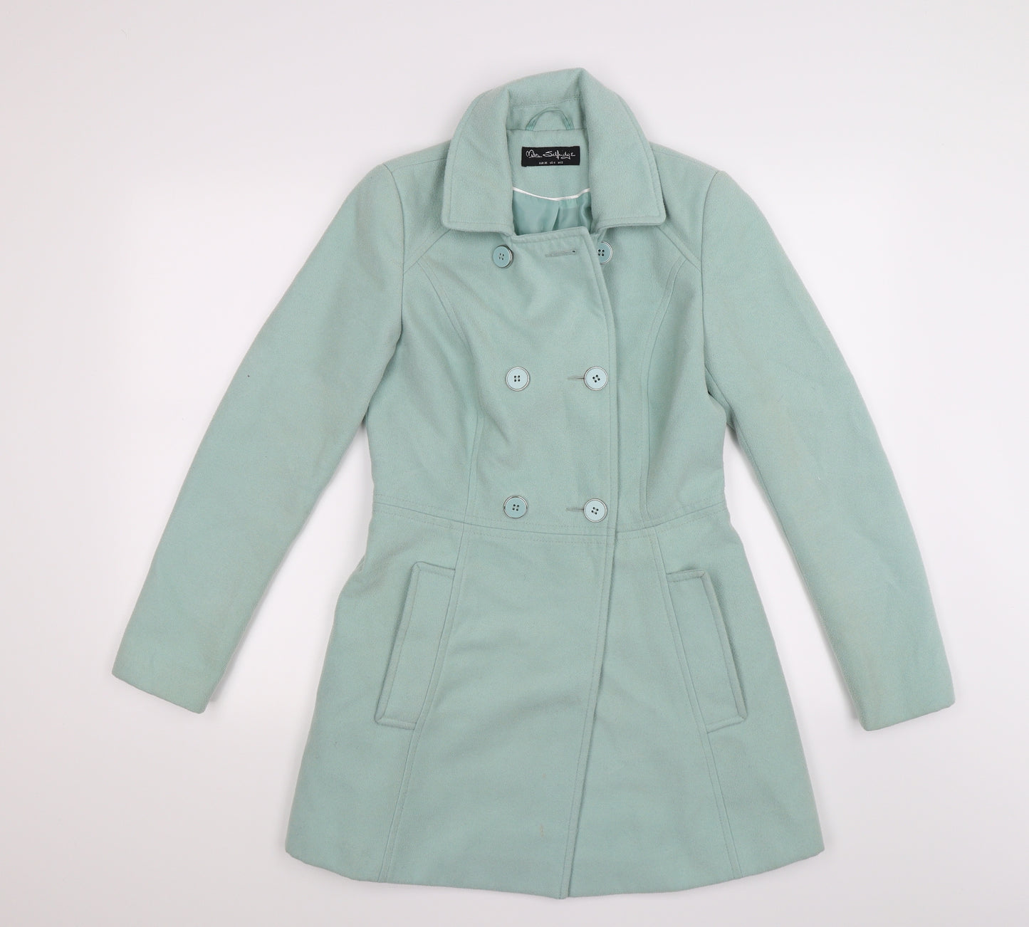 Miss Selfridge Womens Green  Fleece Trench Coat Coat Size 8