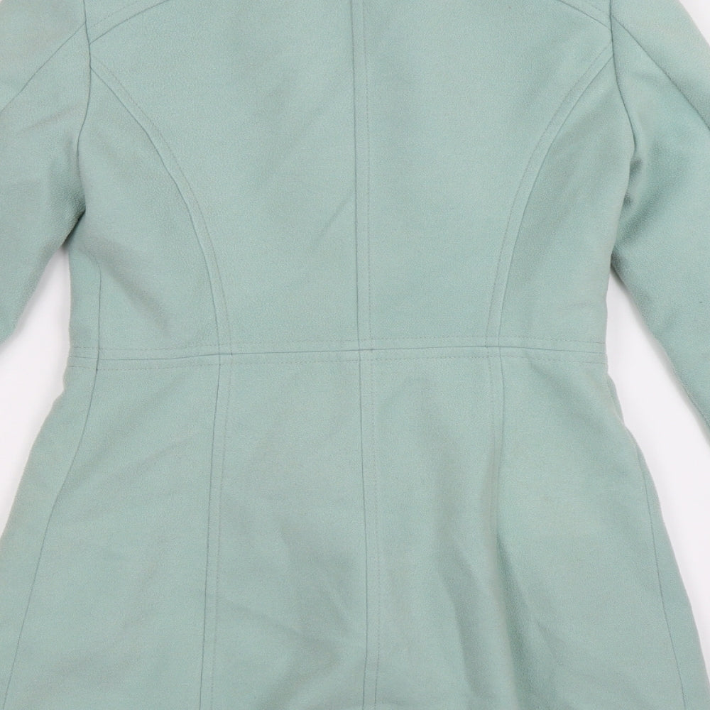 Miss Selfridge Womens Green  Fleece Trench Coat Coat Size 8