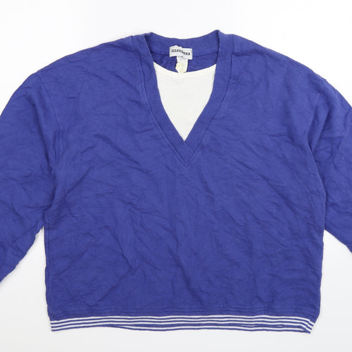 SILVERWEAR Mens Purple Striped Jersey Pullover Jumper Size M