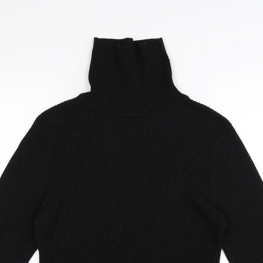 New Look Womens Black Striped Knit Pullover Jumper Size 16