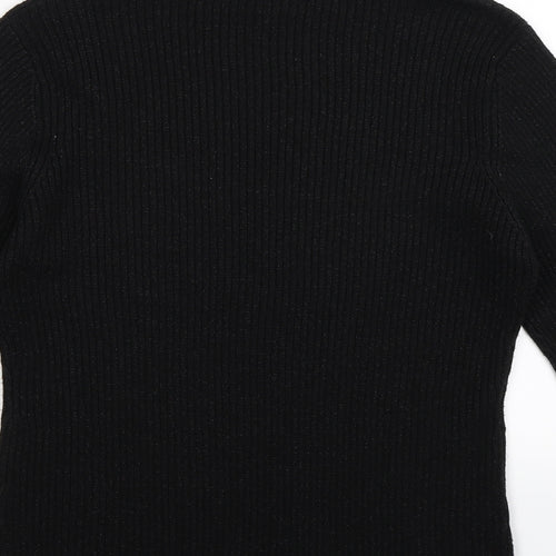 New Look Womens Black Striped Knit Pullover Jumper Size 16