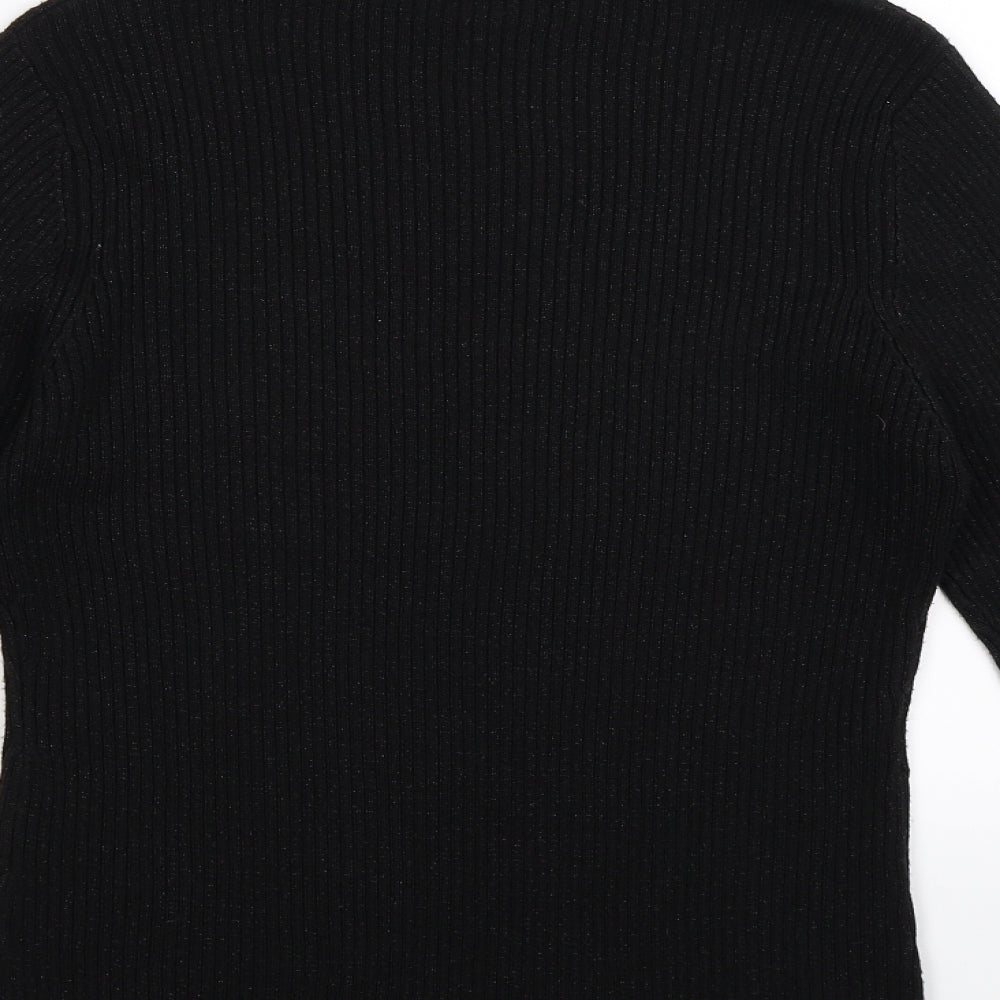New Look Womens Black Striped Knit Pullover Jumper Size 16