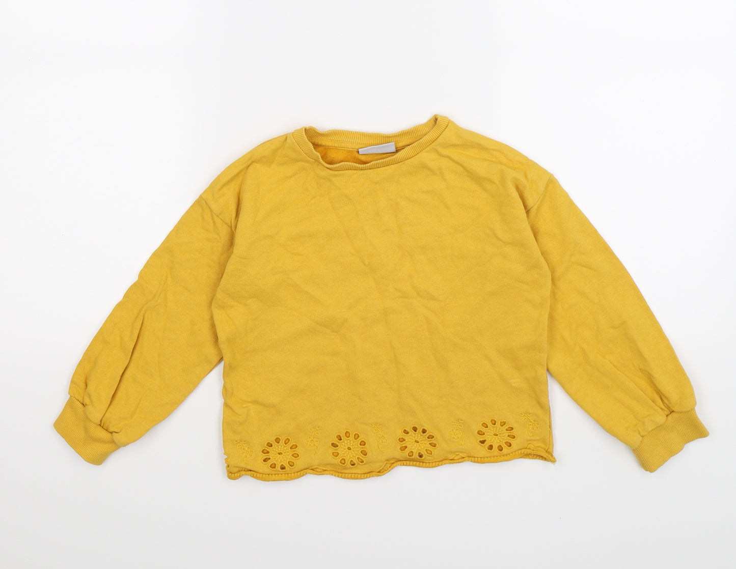 NEXT Girls Yellow Floral Jersey Pullover Sweatshirt Size 7 Years