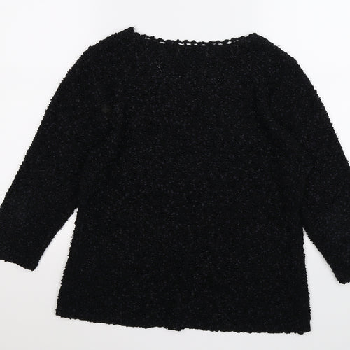 elizabeth scott Womens Black Floral Knit Pullover Jumper Size S