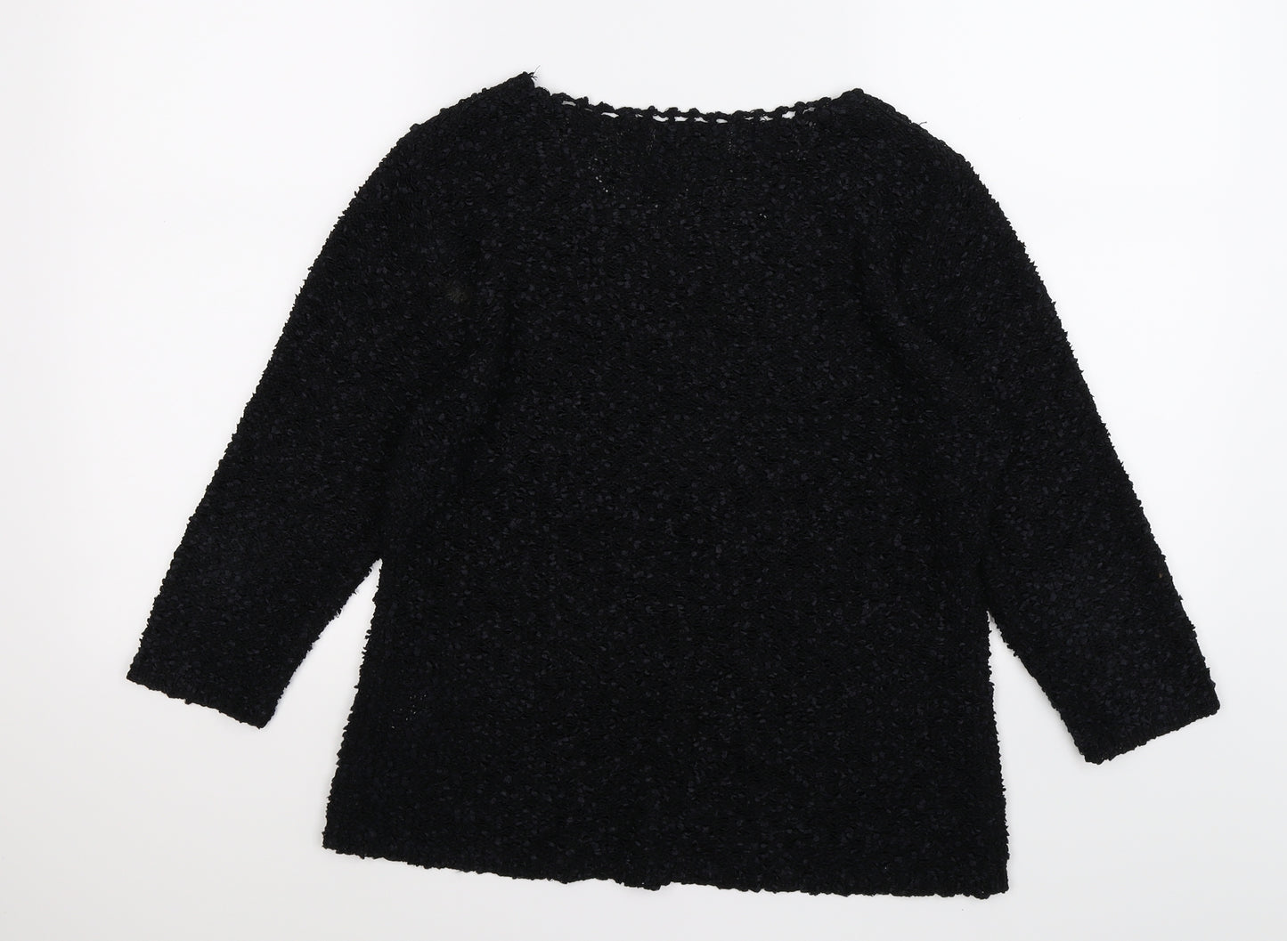 elizabeth scott Womens Black Floral Knit Pullover Jumper Size S