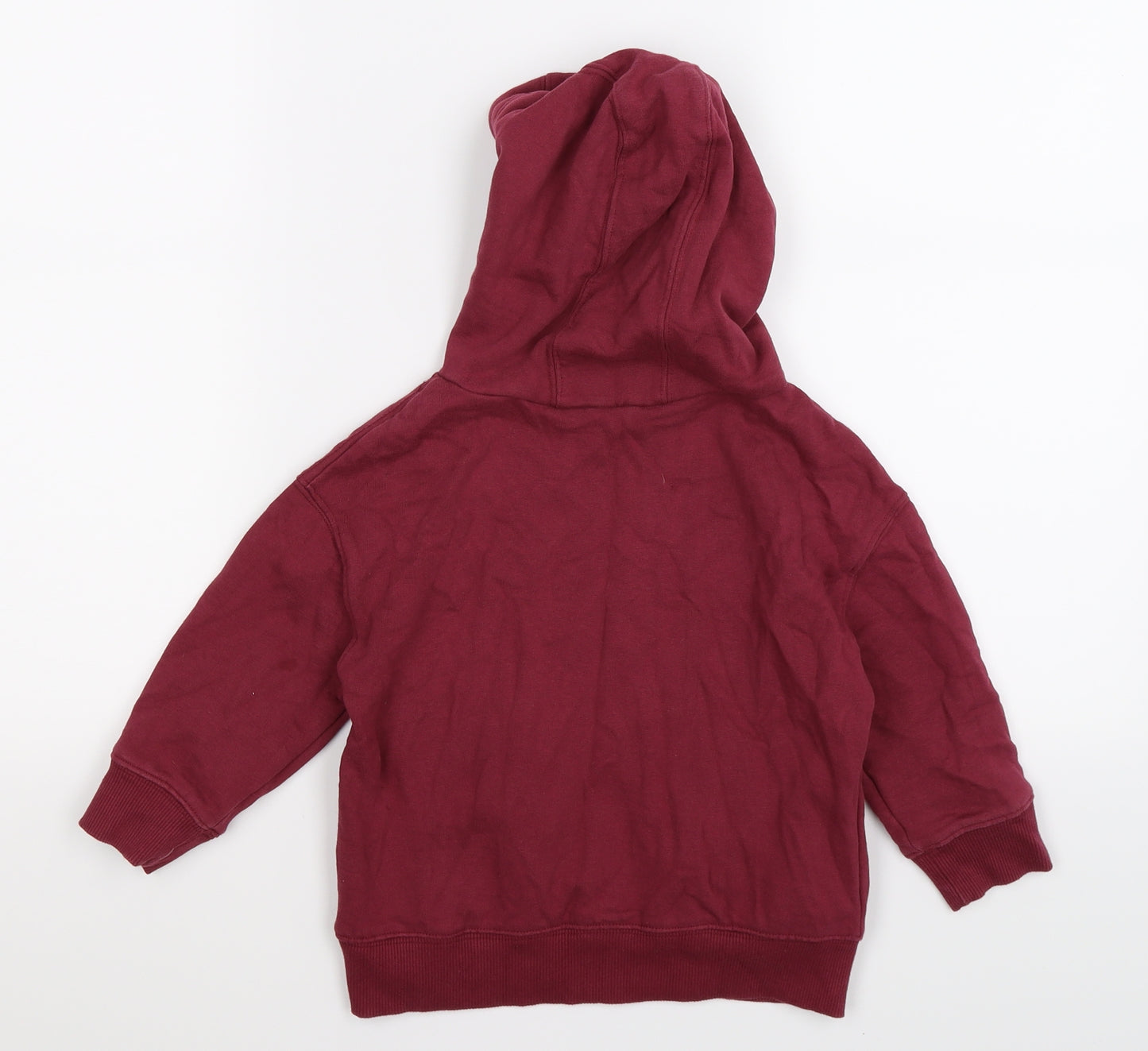 NEXT Girls Red  Jersey Pullover Hoodie Size 4 Years  - rainbow & pom pom