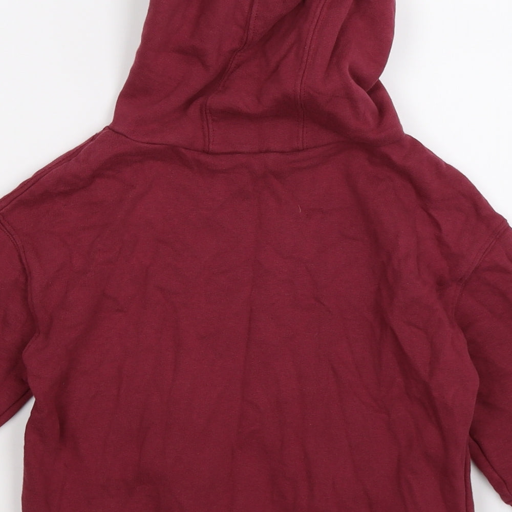 NEXT Girls Red  Jersey Pullover Hoodie Size 4 Years  - rainbow & pom pom