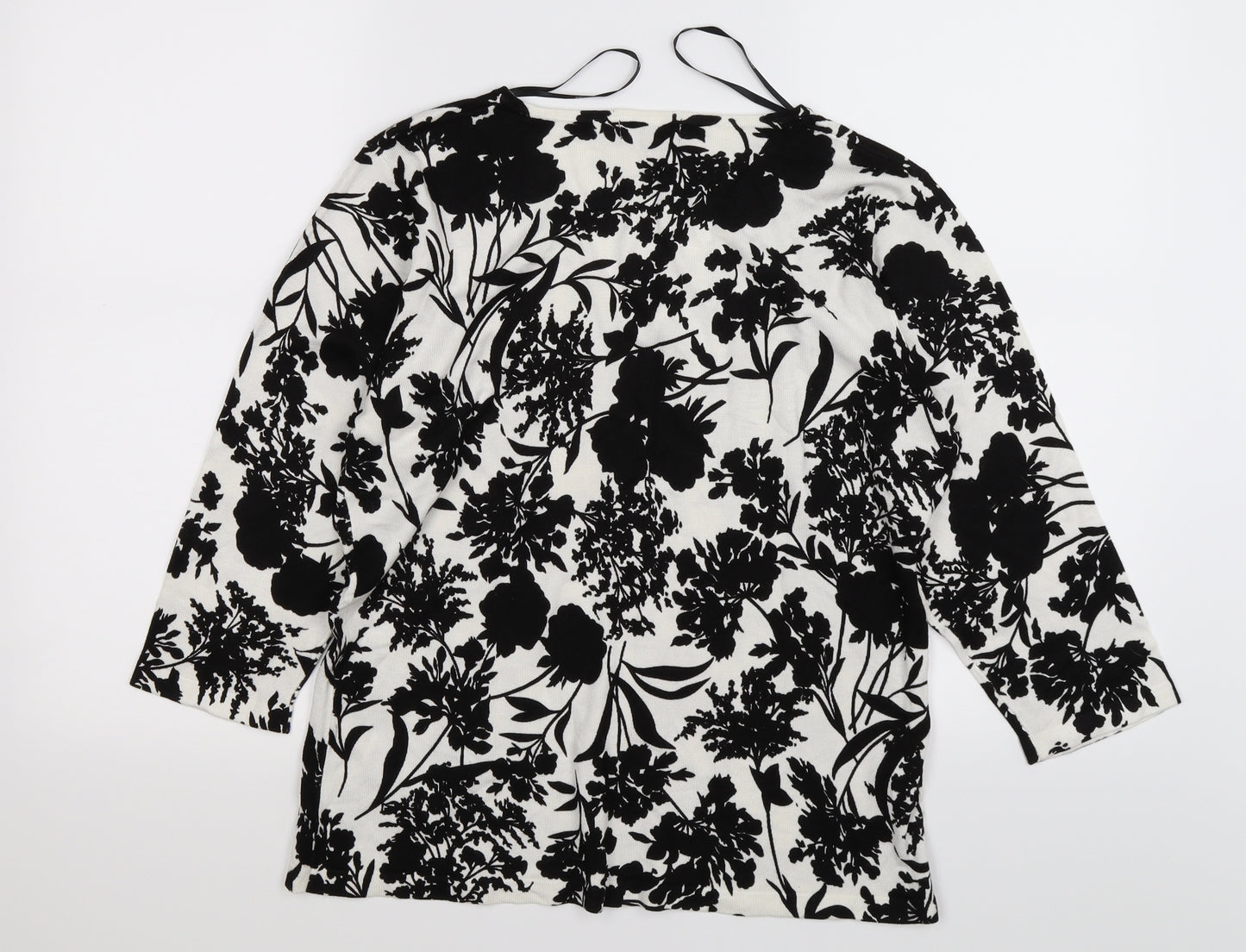 papay Womens White Floral Knit Pullover Jumper Size 18
