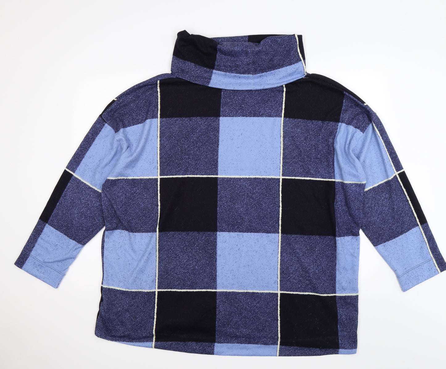 Preworn Womens Blue Check Knit Pullover Jumper Size 24