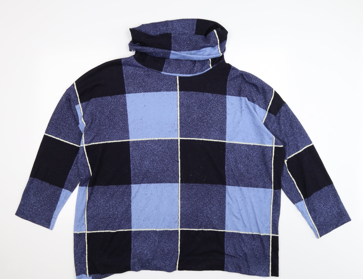 Preworn Womens Blue Check Knit Pullover Jumper Size 24