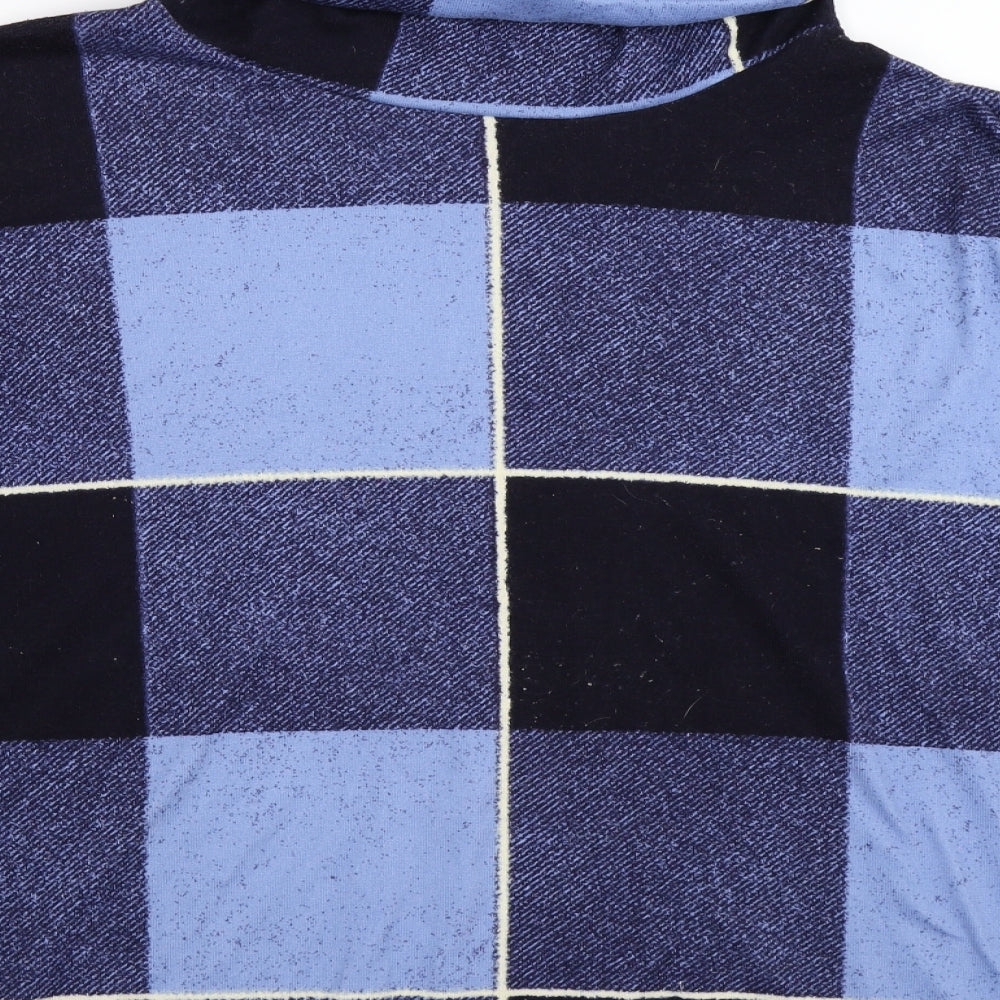 Preworn Womens Blue Check Knit Pullover Jumper Size 24