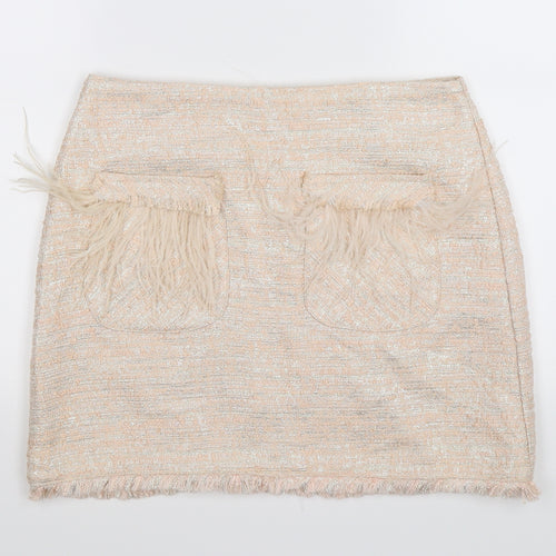 H&M Womens Ivory  Knit Straight & Pencil Skirt Size M  - feather pockets