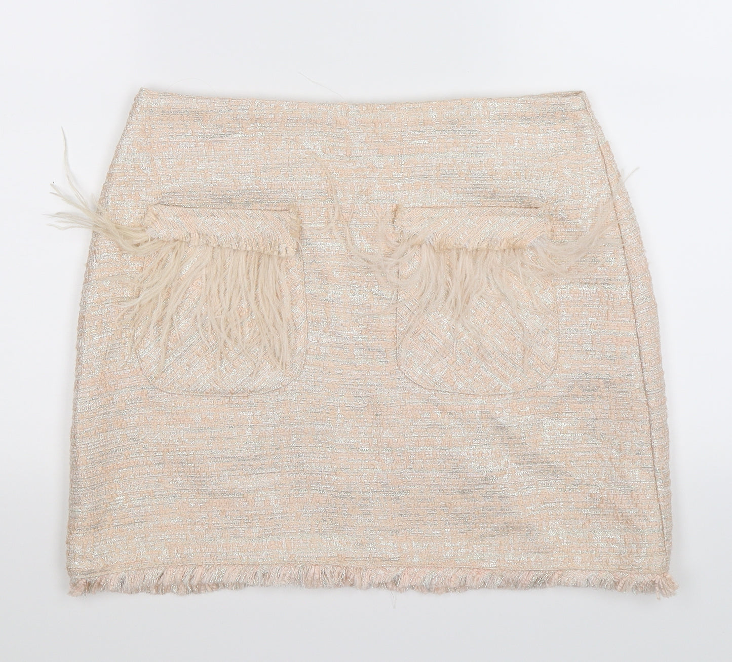 H&M Womens Ivory  Knit Straight & Pencil Skirt Size M  - feather pockets