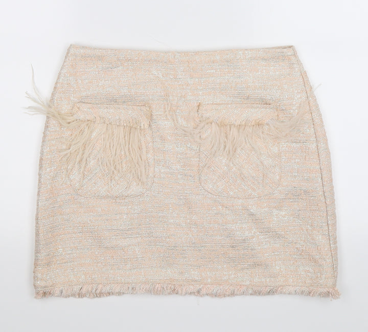 H&M Womens Ivory Knit Straight & Pencil Skirt Size M - feather pockets