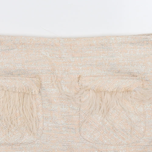 H&M Womens Ivory  Knit Straight & Pencil Skirt Size M  - feather pockets