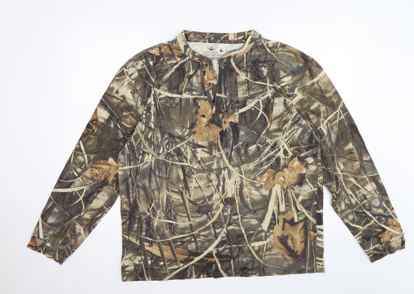 red head Mens Green Camouflage  Pullover Jumper Size L  - woodland