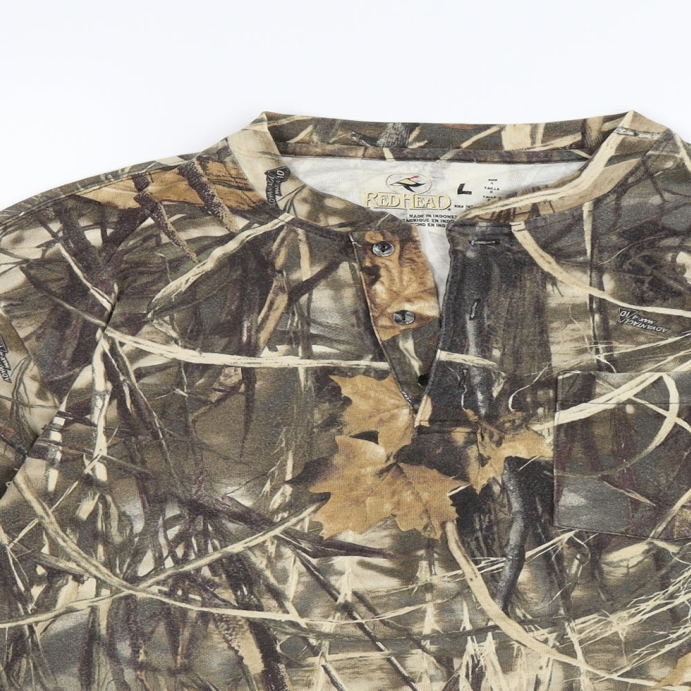 red head Mens Green Camouflage  Pullover Jumper Size L  - woodland