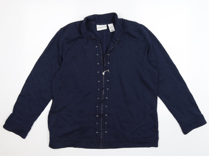 Alfred Dunner Womens Blue Jersey Jacket Size 12