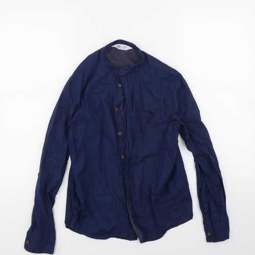 H&M Girls Blue Spotted  Basic Button-Up Size 12-13 Years