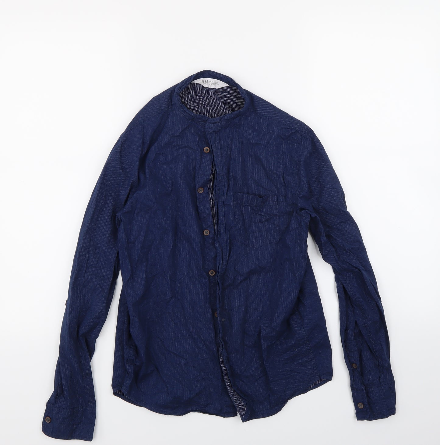 H&M Girls Blue Spotted  Basic Button-Up Size 12-13 Years