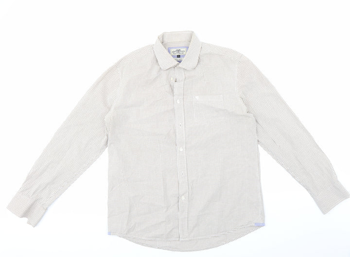 Hampton Republic Mens Brown Check Button-Up Size L