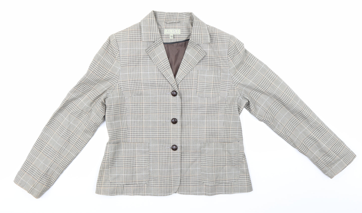 Alibi Womens Brown Check  Jacket Blazer Size 16