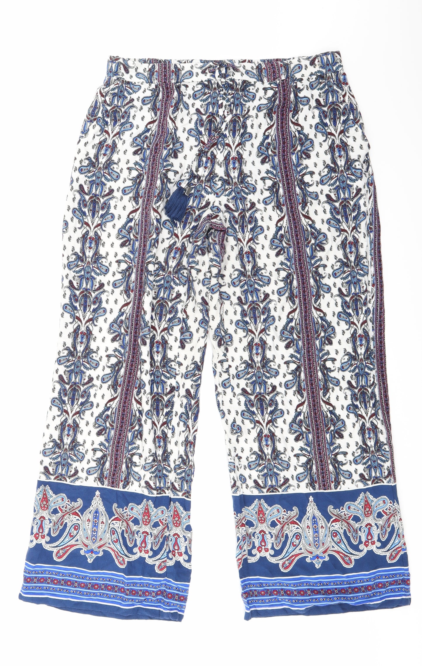 Atmospehre Womens White Herringbone  Harem Trousers Size 14 L27 in