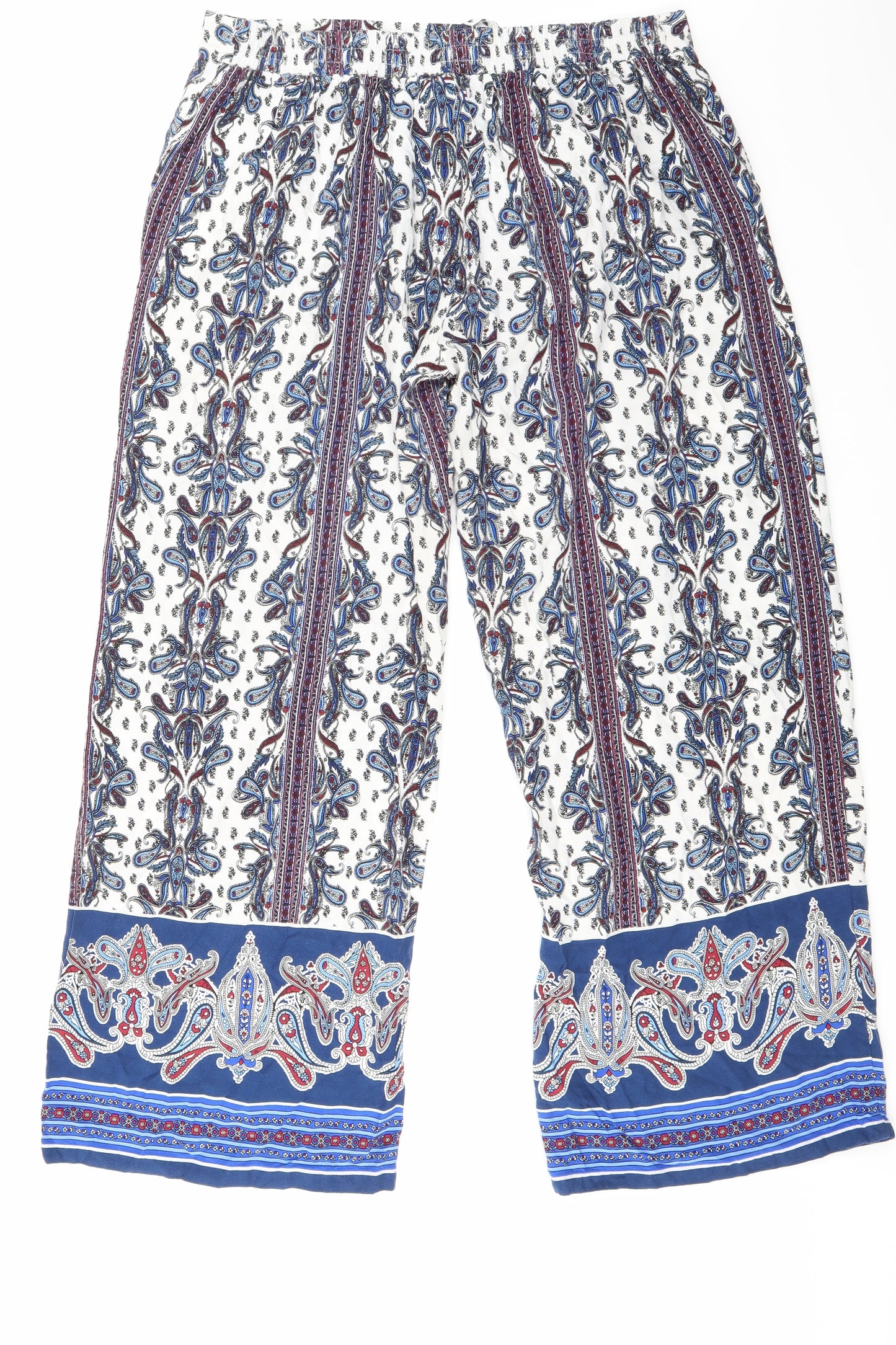 Atmospehre Womens White Herringbone  Harem Trousers Size 14 L27 in