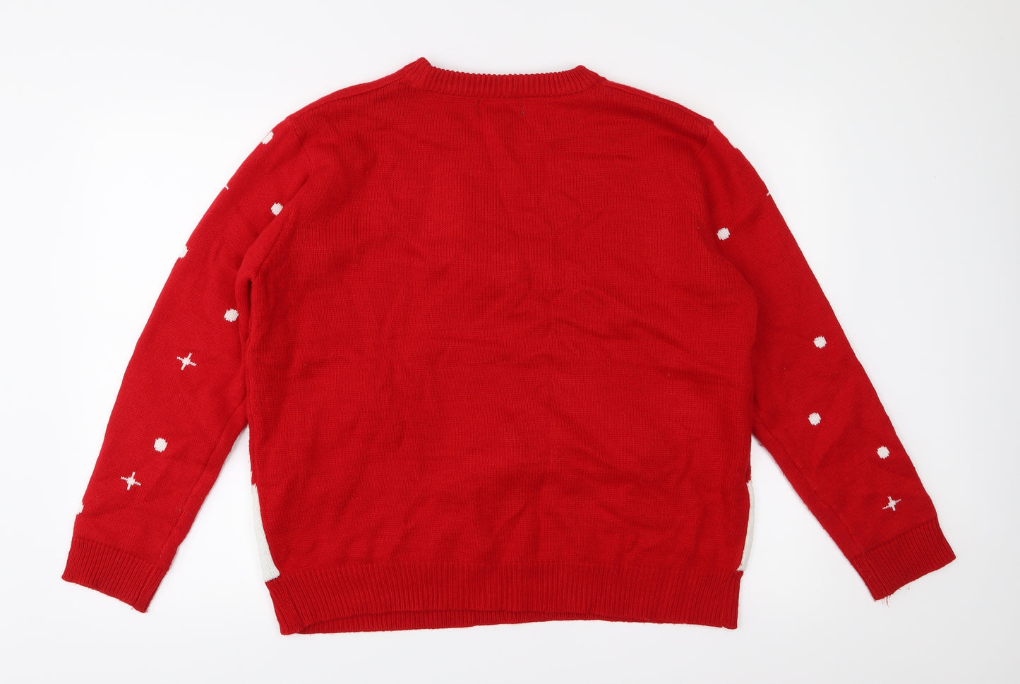 Primark Womens Red Fair Isle Knit Pullover Jumper Size L