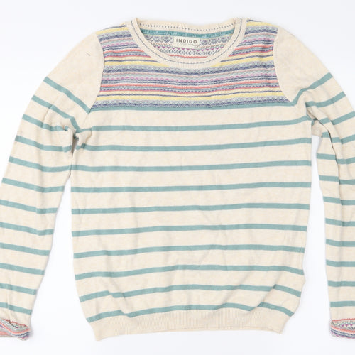 Marks and Spencer Womens Beige Striped Knit Pullover Jumper Size 8